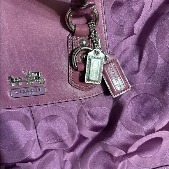 Coach Madison Sabrina Satchel Handbag in Purple Op Art *Flawed* - Picture 4 of 15